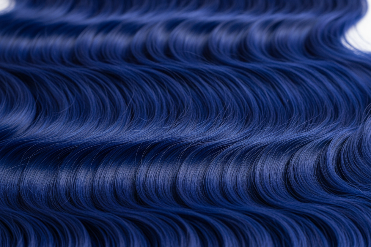 Close-up texture detail of body wave pattern in Royal Blue Deep Blue