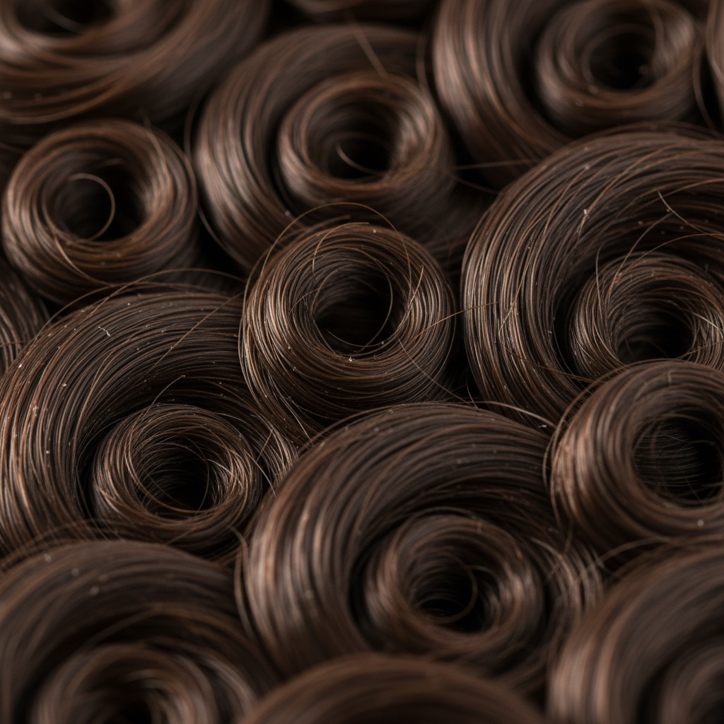 Close-up of premium human hair curly wave texture showing defined spiral curl pattern