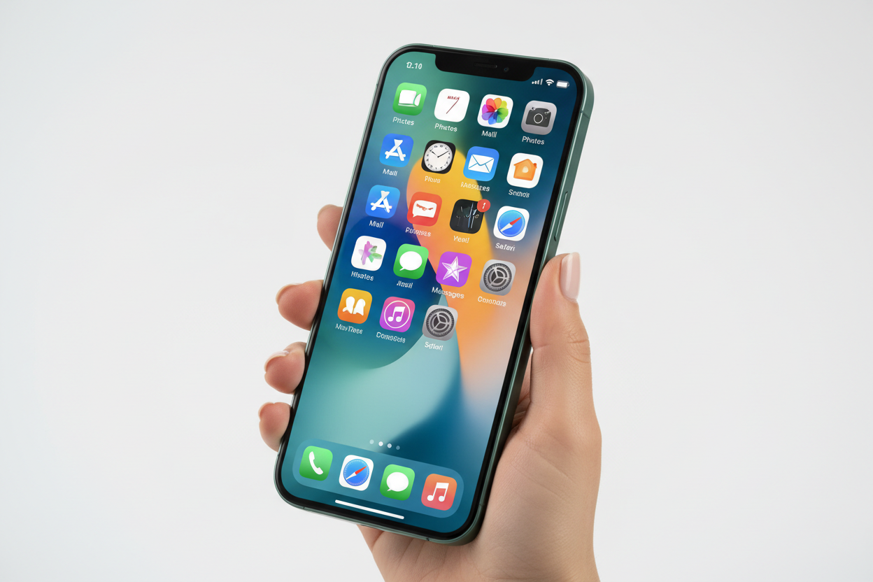 iPhone 16 Teal Display