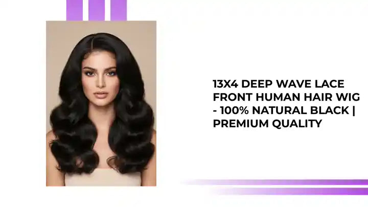 13x4 Deep Wave Lace Front Human Hair Wig - 100% Natural Black | Premium Quality by@Outfy